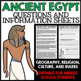 Ancient Egypt Unit - Questions - Reading Passages - Activi
