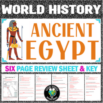 Preview of Ancient Egypt Unit Review Sheet - Six Pages and Answer Key - Print & Digital