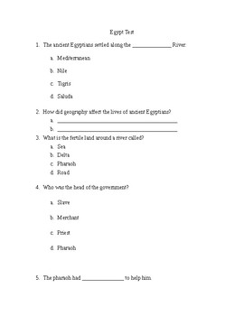 Preview of Ancient Egypt Unit Test/Study Guide