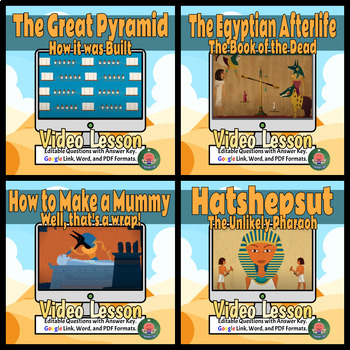 Preview of Ancient Egypt Video Lessons Bundle: Hatshepsut, Mummies, Pyramid of Giza, etc...
