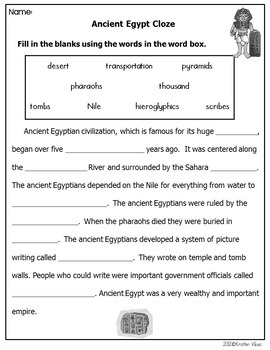 ancient egypt vocabulary activities assessments and