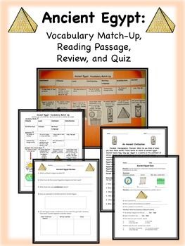 Preview of Ancient Egypt: Vocabulary, Reading Passage, Quiz