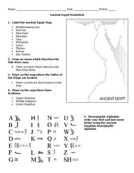 ancient egypt map worksheet answers