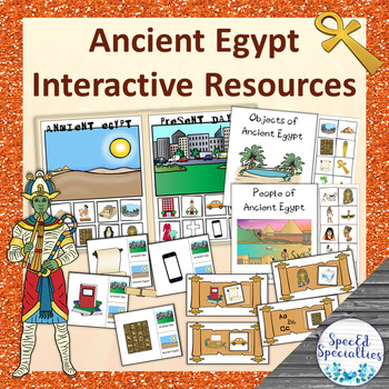 Preview of Ancient Egypt adapted resources - file folder game, interactive books, clip card