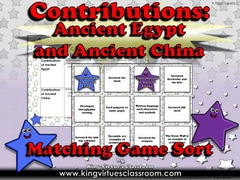 Preview of Ancient Egypt and Ancient China: Contributions Matching Game Sort #2