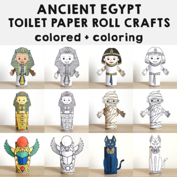 Preview of Ancient Egypt toilet paper roll craft Printable Coloring Activity for Kids