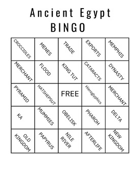 Preview of Ancient Egyptian Bingo