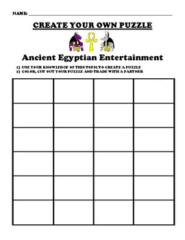Ancient Egyptian Entertainment Puzzle Worksheet by BAC Education