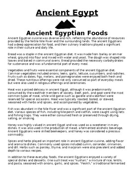 Preview of Ancient Egyptian Foods Article & Questions (WORD)