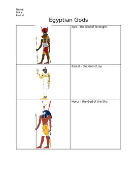 Preview of Ancient Egyptian God Worksheet: Digital Resource