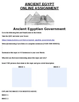 ancient egypt writing assignment