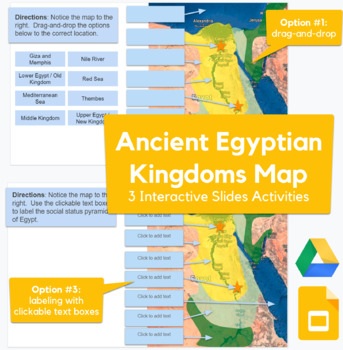Preview of Ancient Egyptian Kingdoms Map - drag-and-drop, labeling map activity in Slides