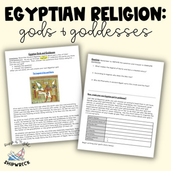 Preview of Ancient Egyptian Religion: Gods and Goddesses READY TO POST OR PRINT Worksheet