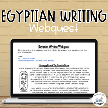 Preview of Ancient Egyptian Writing Webquest LOW PREP READY TO POST OR PRINT Worksheet