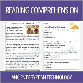 Preview of Ancient Egyptian technology - Reading Comprehension Activity