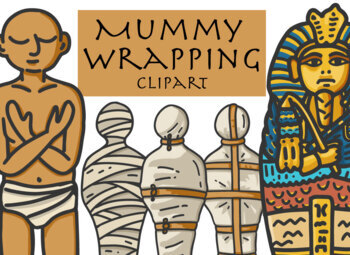 Preview of Ancient Egyptians Mummy wrapping process clipart