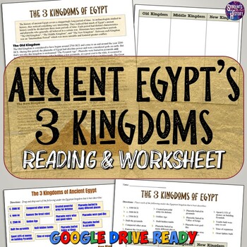 ancient egypts kingdoms reading worksheet by students of history