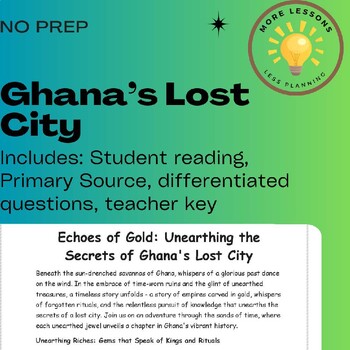 Preview of Ancient Ghana's Lost City: Reading Comprehension Worksheet