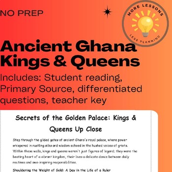 Preview of Ancient Ghana's Secrets of the Palace Reading Comprehension Worksheet