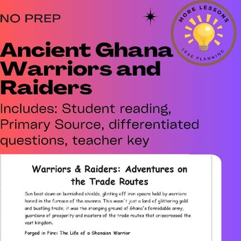 Preview of Ancient Ghana's Warriors and Raiders: Reading Comprehension Worksheet