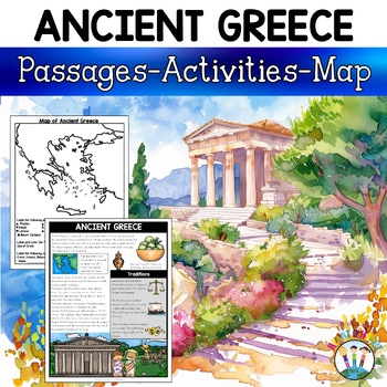 Preview of Ancient Greece Mini-Unit Map Activities Project Passages Worksheets & Flipbook