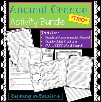 Preview of Ancient Greece Activity Bundle "TRIO"! No Prep- THREE Engaging Activities!