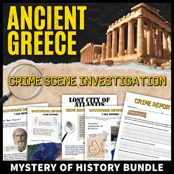 Preview of Ancient Greece Activity CSI Mystery Bundle | Alexander Atlantis Trojan War