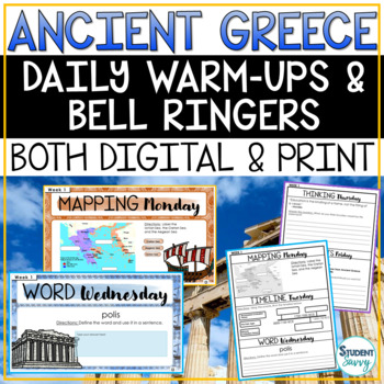 Preview of Ancient Greece Bell Ringers - Warm Ups - Morning Work - Map Timeline