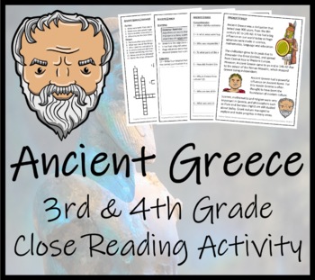 Preview of Ancient Greece Close Reading Comprehension Activity | 3rd Grade & 4th Grade