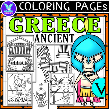 Preview of Ancient Greece Coloring Pages & Writing Paper ELA Activities No PREP