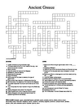 Ancient Greece Crossword Puzzle by Christy Oakes TpT