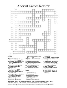 Ancient Greece Crossword Puzzle (WHI 5) by Christy Oakes TpT
