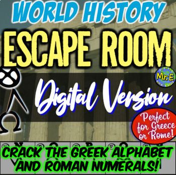 Preview of Ancient Greece DIGITAL Escape Room | Roman Numerals | Distance Learning