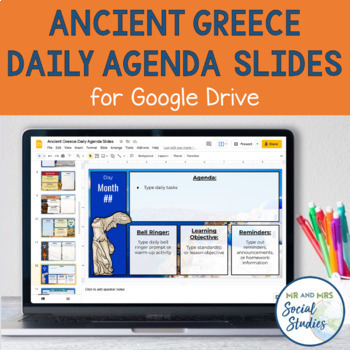 Preview of Ancient Greece Daily Agenda Slide Templates for Google Drive
