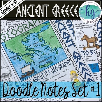 Preview of Ancient Greece Doodle Notes Set 1 for Geography and Early Greeks
