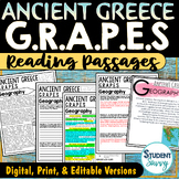 Ancient Greece GRAPES Activities Reading Passages Geograph