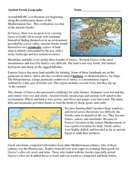 Preview of Ancient Greece - Geography Cause and Effect