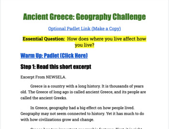 Preview of Ancient Greece Geography Lesson