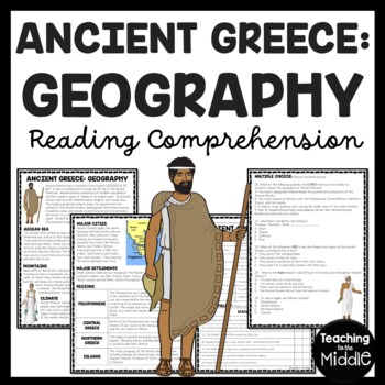 Preview of Ancient Greece Geography Reading Comprehension Worksheet Greek