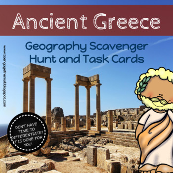 Preview of Ancient Greece Geography Scavenger Hunt  and Task Cards - Differentiated