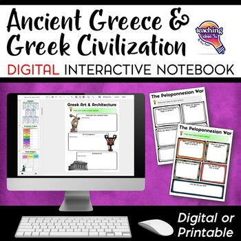 Preview of Ancient Greece Greek Civilization DIGITAL Interactive Notebook 