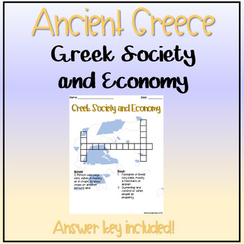 Ancient Greece: Greek Society and Economy Crossword Puzzle TPT