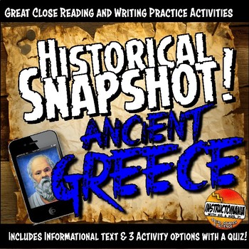 Preview of Ancient Greece Historical Snapshot Close Reading Investigation