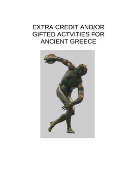 Preview of Ancient Greece Independent Extra-Credit Activities