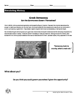 Preview of Ancient Greece Lesson: Direct Democracy Simulation