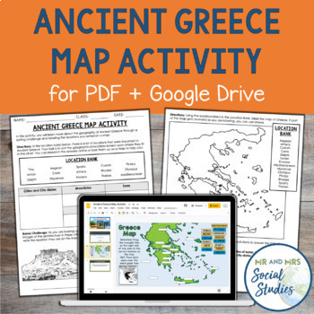Preview of Ancient Greece Map Activity for PDF and Google Drive | Geography Activity