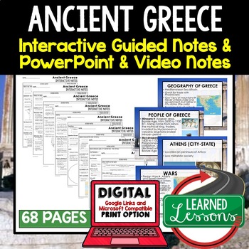 Preview of Ancient Greece Guided Notes and PowerPoints, Interactive Notebooks, Google