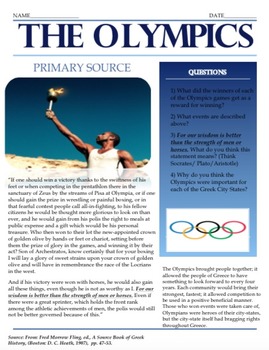 Preview of Ancient Greece: Olympics Interactive Lesson Plan Bundle with Creative Activity