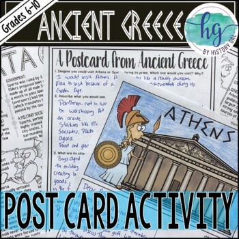 Preview of Ancient Greece Postcard Activity for Athens and Sparta (Print and Digital)