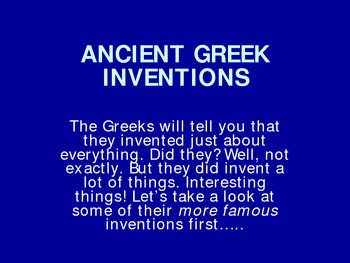 Preview of Ancient Greece Powerpoint Ancient Greek Inventions